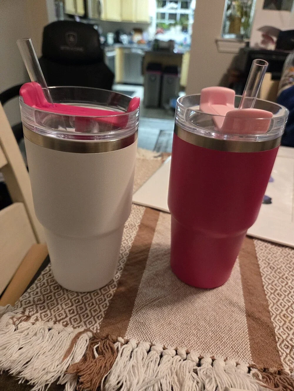 Rare Stanley Hot Pink & White Double Tumbler Set 20 Oz Cute Mommy And Me - Picture 3 of 8